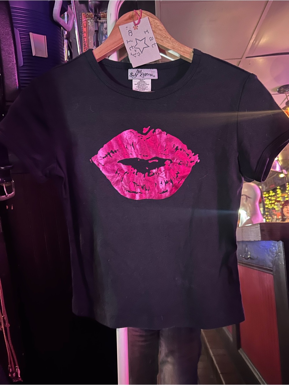 Y2K deadstock Self Esteem shiny kiss baby tee